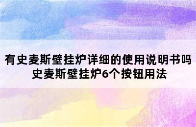 有史麦斯壁挂炉详细的使用说明书吗 史麦斯壁挂炉6个按钮用法